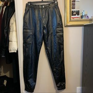 NWT Faux-leather Cargo Pants